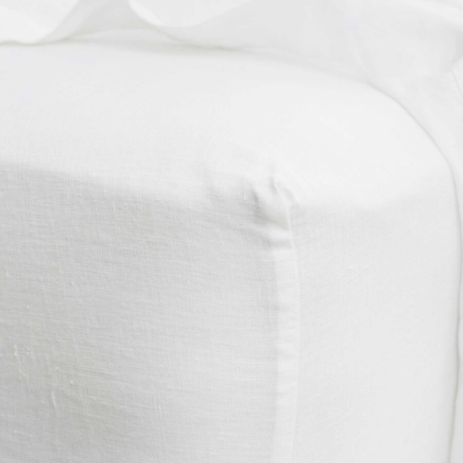 Washed Linen Fitted Sheet in White