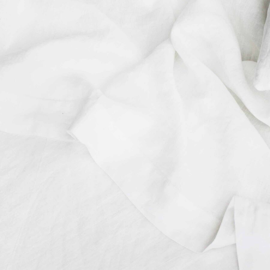 Washed Linen Flat Sheet in White