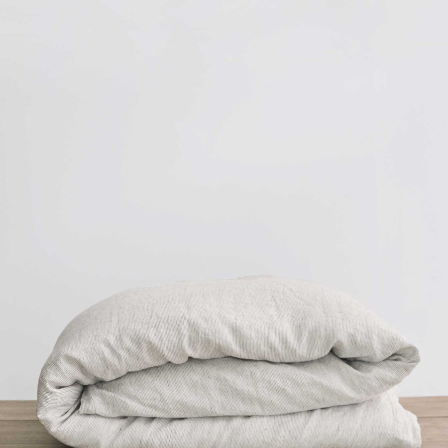 Striped Linen Duvet Cover in Pinstripe
