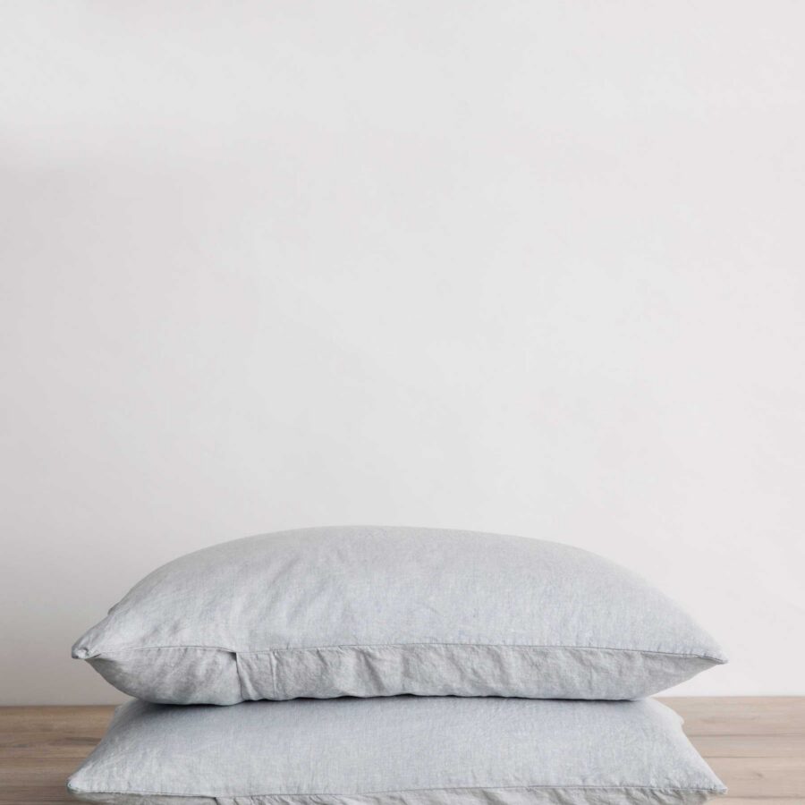 Washed Linen Pillowcase Pair in Sky