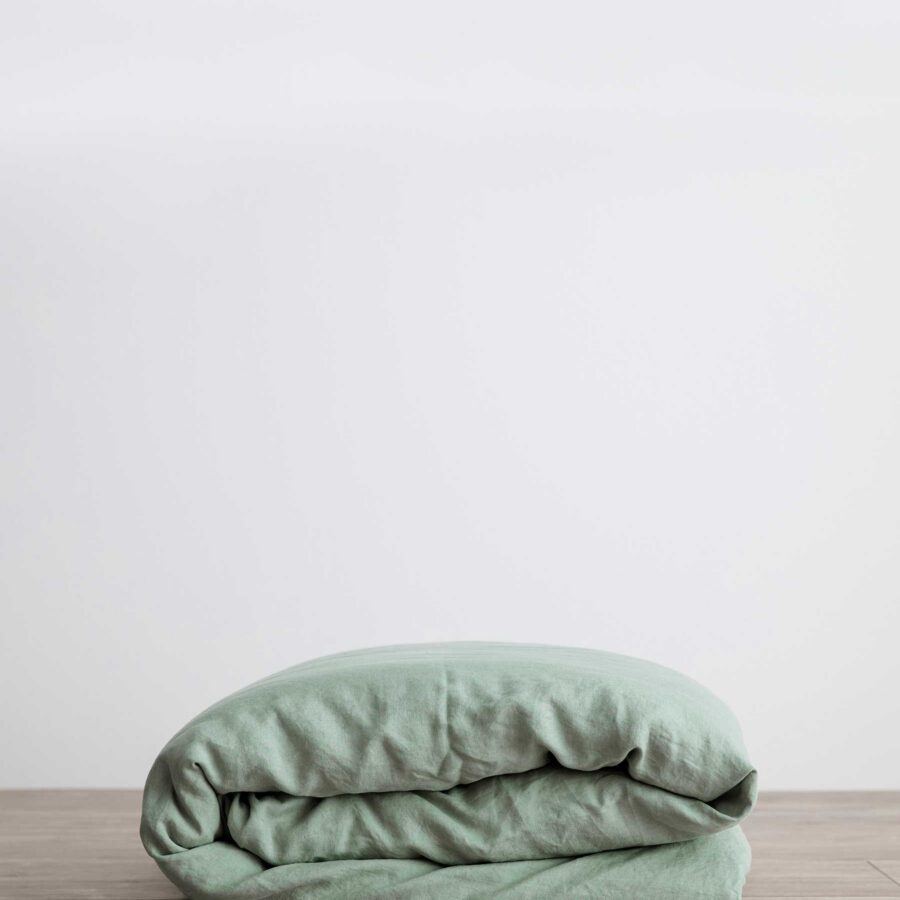 Washed Linen Duvet Cover in Sage