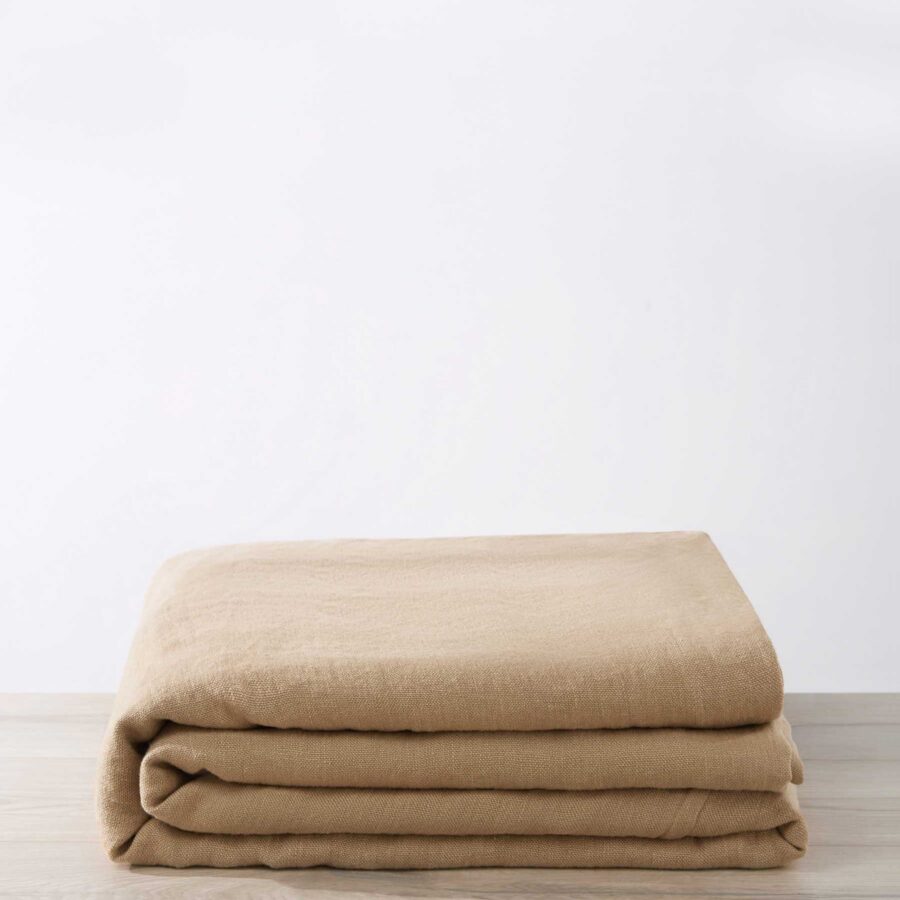 Heavyweight Linen Bedcover in Sand