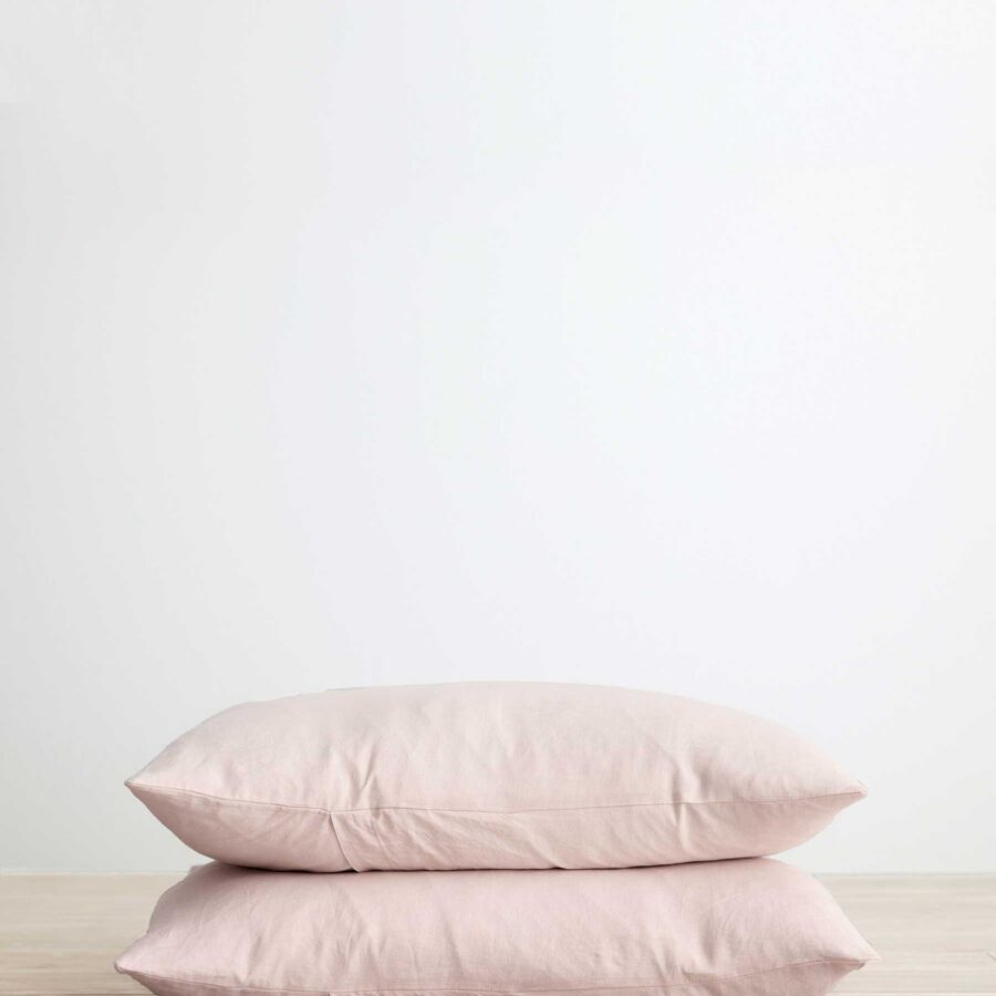 Washed Linen Pillowcase Pair in Blush