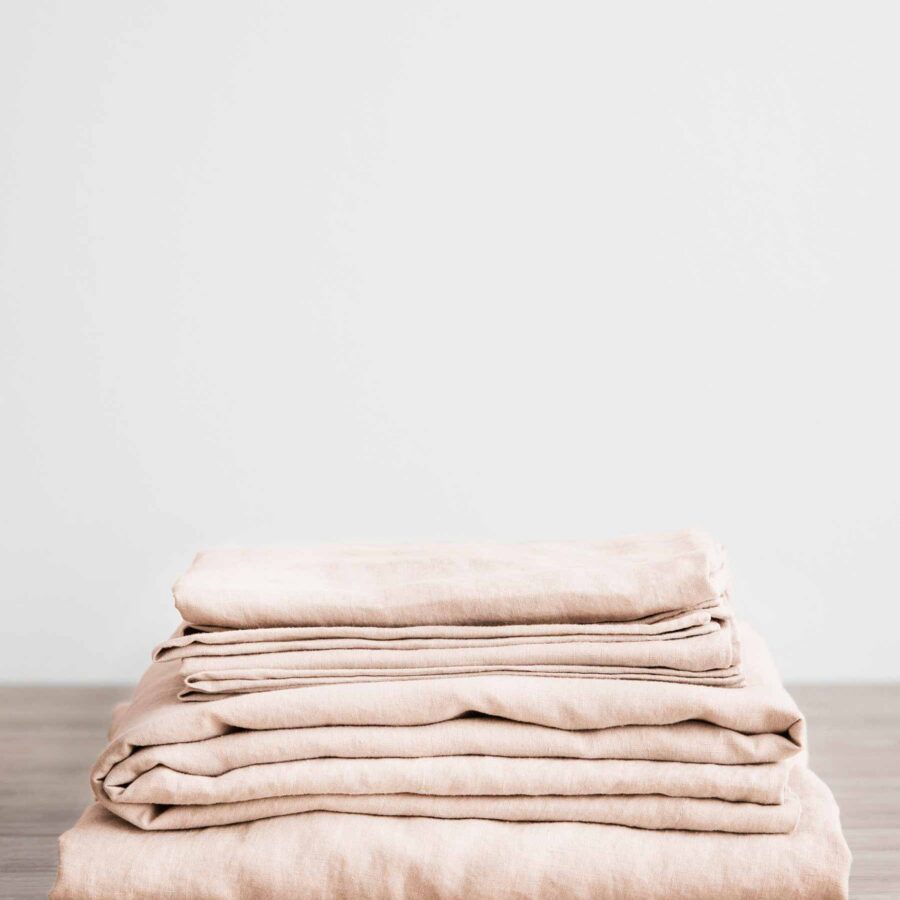 Washed Linen Complete Sheet Set in Blush