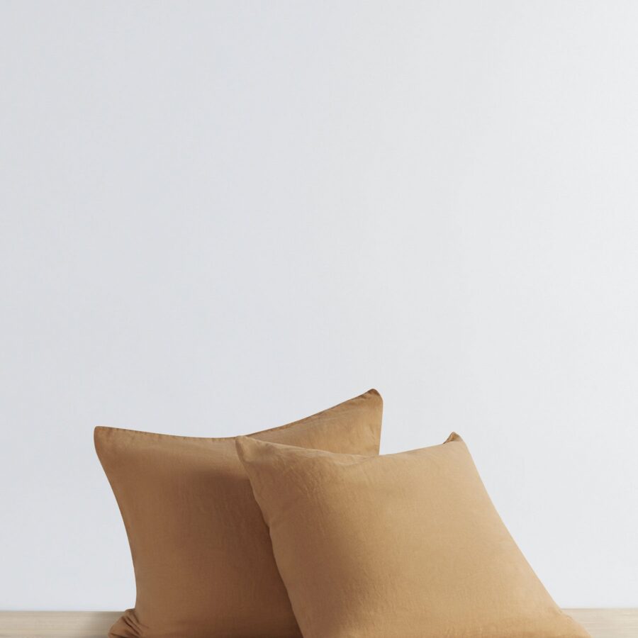 Classic Washed Linen Pillowcase Pair in Sand