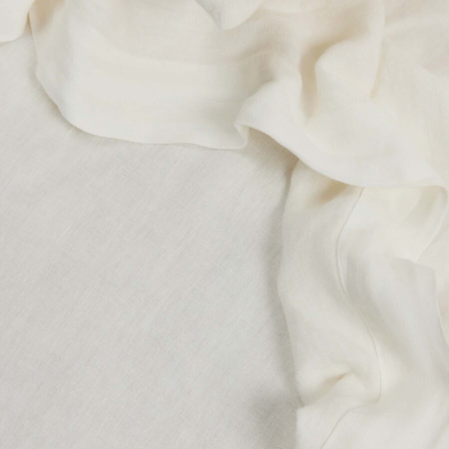 Washed Linen Flat Sheet in Ivory