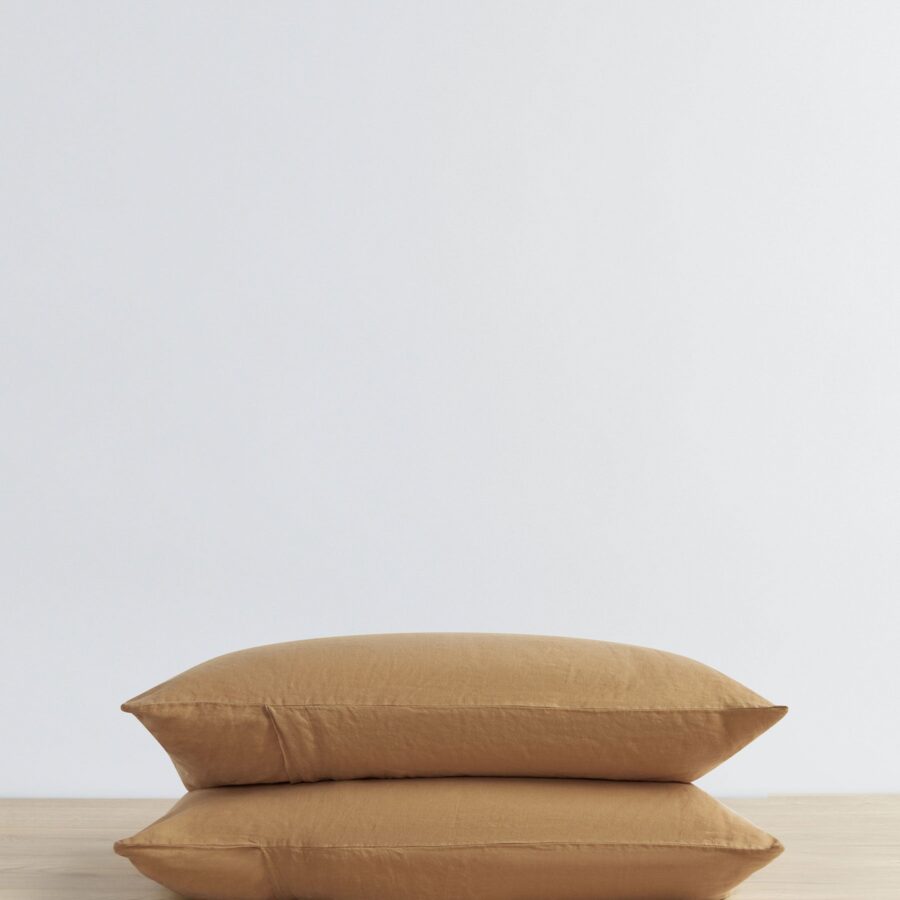 Washed Linen Pillowcase Pair in Sand