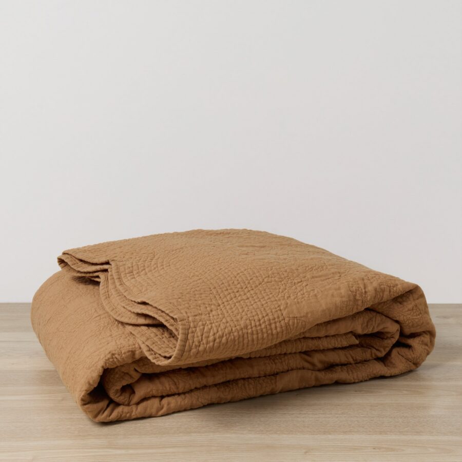 Embroidered Linen Bedcover for Layered Comfort