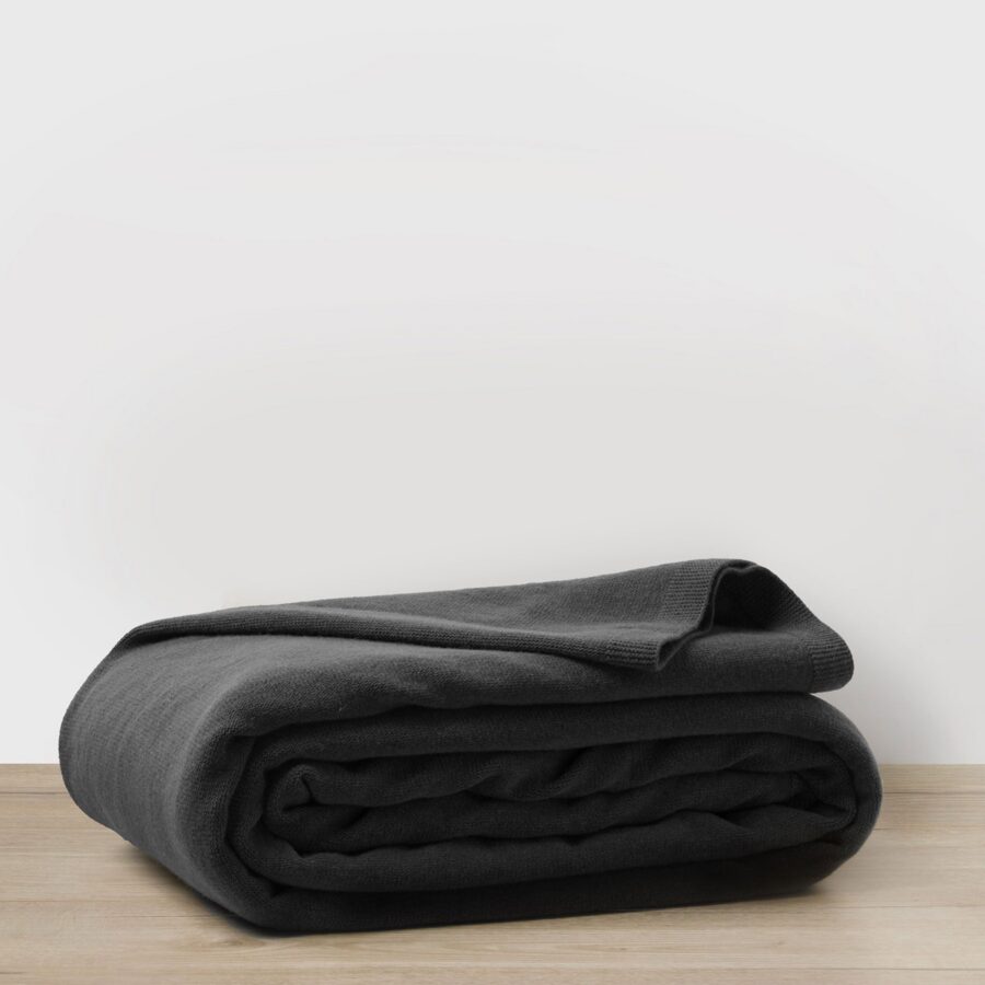 Ribbed Merino Wool Blanket in Slate